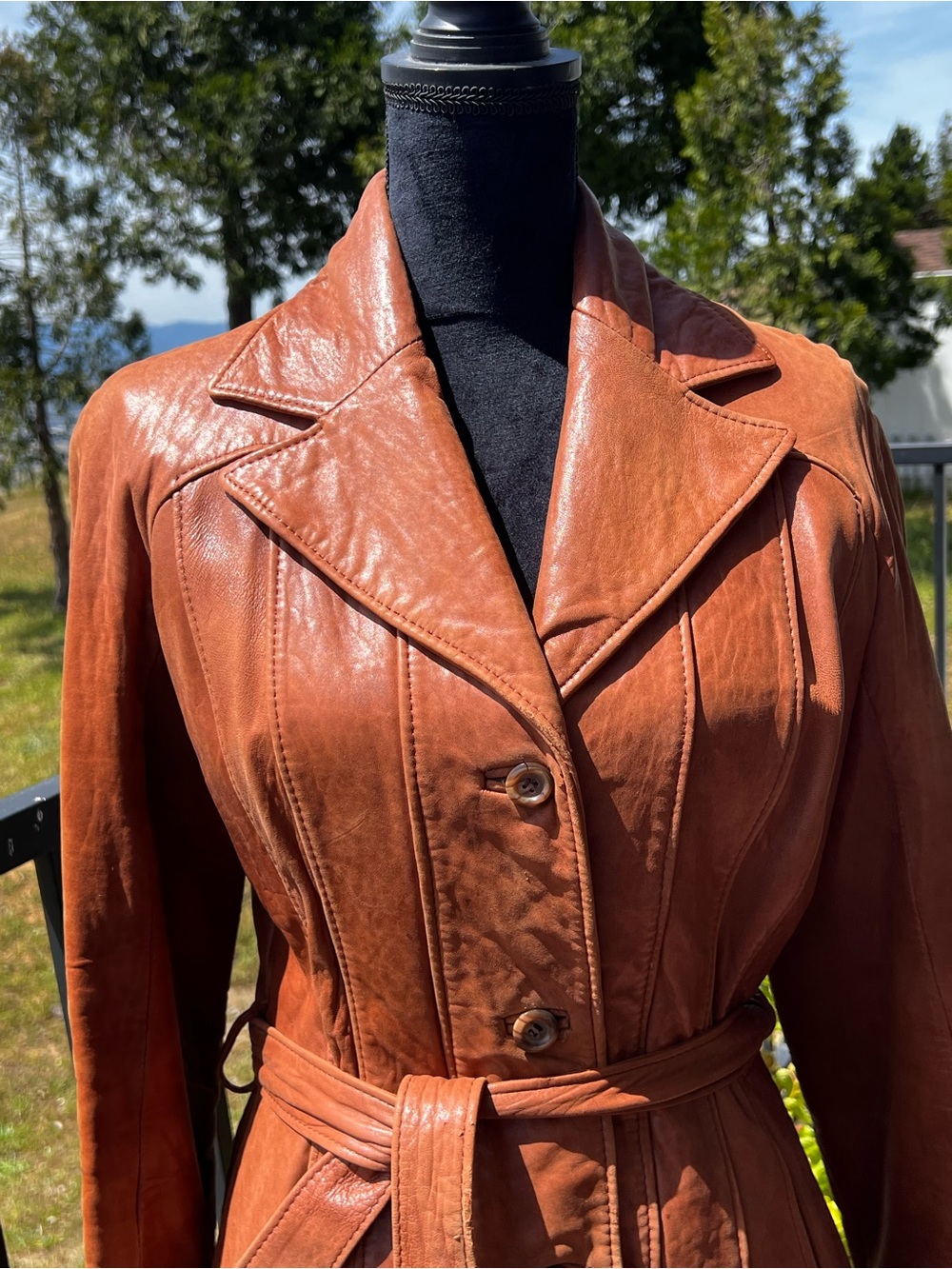 VTG Wilsons Womens Brown Soft Leather Collared Button Jacket-Size S - Picture 2 of 11